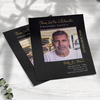 Budget 80. Geburtstag Schwarze Einladung Flyer