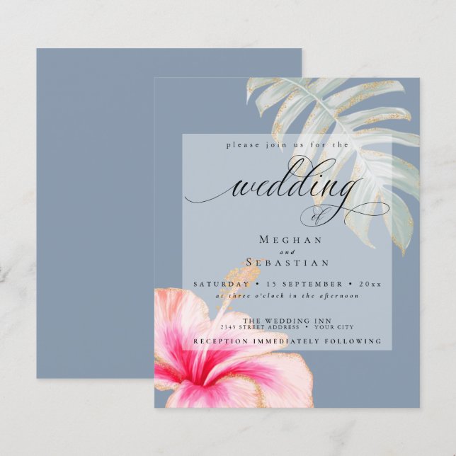 Budget aber schöner Hochzeitrosa Hibiskus (Vorne/Hinten)