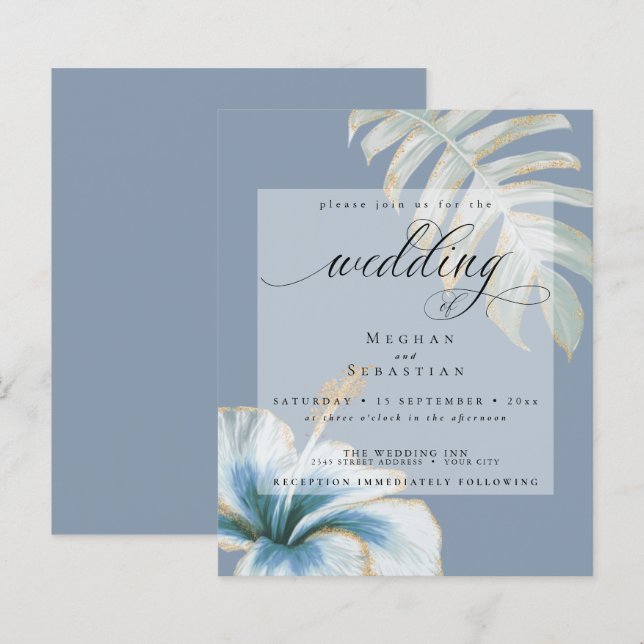 Budget aber schöner Wedding Dusty Blue Hibiskus (Vorne/Hinten)