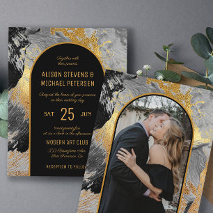 Budget abstrakt chic goldene HOCHZEITSEinladung PH