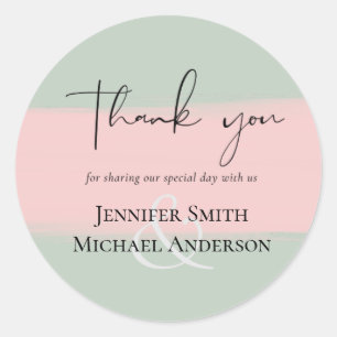 BUDGET Abstrakt Sage Blush Pink Script Hochzeitszi Runder Aufkleber