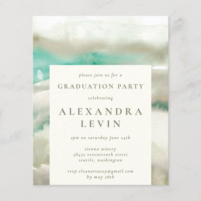 Budget Abstrakte grüne Aquarellschule (Vorderseite)