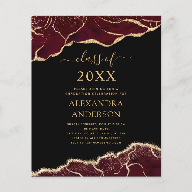 Budget Agate Abschluss Class of 2022 Burgund Flyer (Vorne)