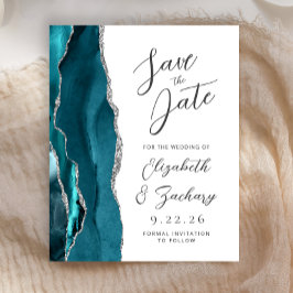 Budget Agate Aquamarin Blue Silver Script Save the