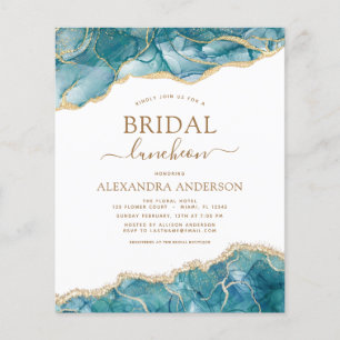 Budget Agate Aquamarin Gold Brautparty Luncheon Flyer