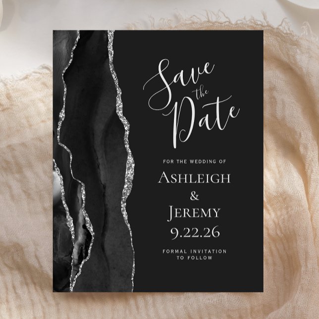 Budget Agate Black Silver Dark Save the Date (Von Creator hochgeladen)