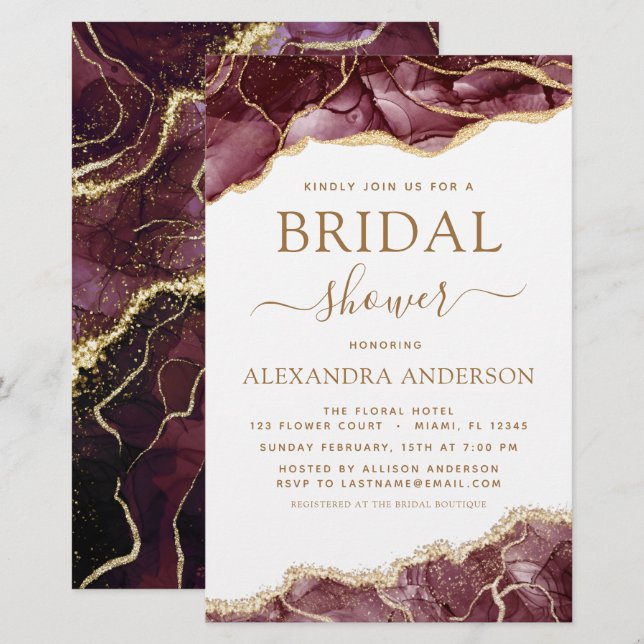 Budget Agate Burgundy Brautparty Gold (Vorne/Hinten)