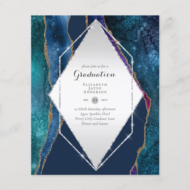 BUDGET AGATE GRADULATION Party lädt Glitzer Glam e Flyer (Vorne)