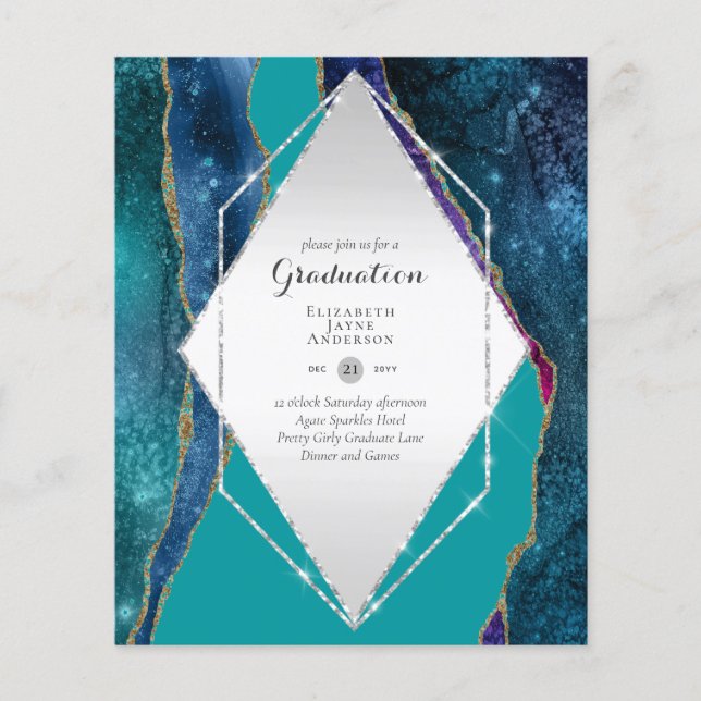 BUDGET AGATE GRADULATION Party lädt Glitzer Glam e Flyer (Vorne)