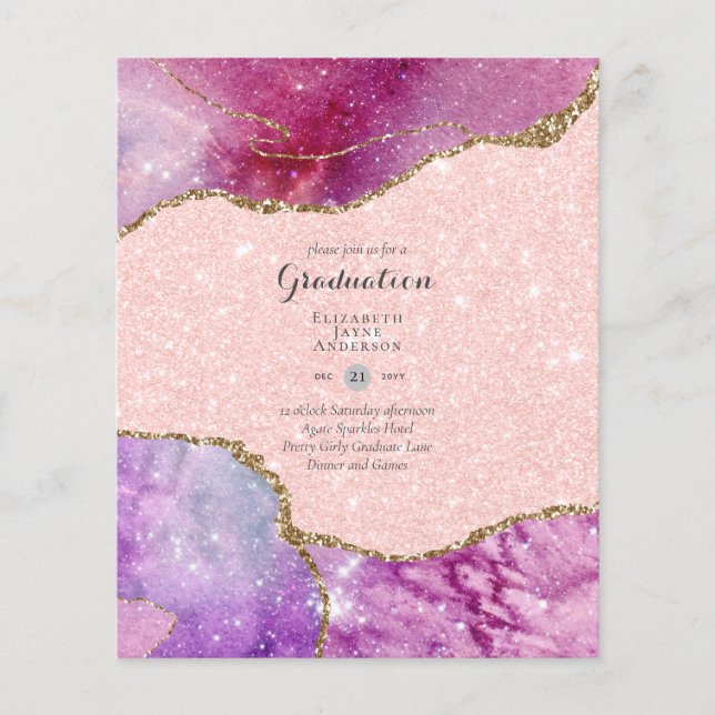 BUDGET AGATE GRADULATION Party lädt Glitzer Glam e Flyer (Vorne)