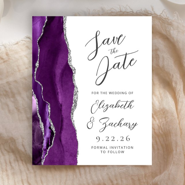 Budget Agate Lila Silver Script Save the Date (Von Creator hochgeladen)