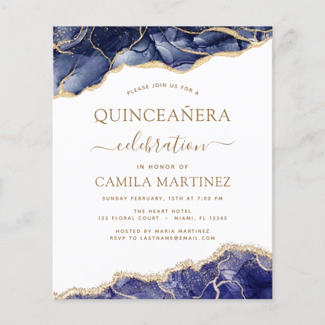Budget Agate Navy Blue Quinceañera Gold Flyer (Vorne)