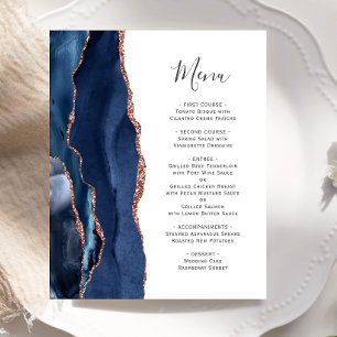 Budget Agate Navy Blue Rose Gold Wedding Menü