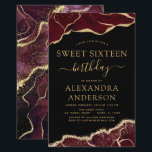 Budget Agate Sweet 16 Birthday Burgundy Gold<br><div class="desc">Budget Agate Geode Black,  Burgund und Gold Foil Birthday Party Einladungen - beinhaltet moderne und elegante Drehbücher für die besondere 16 . Geburtstag (16.) Geburtstagsfeier.</div>