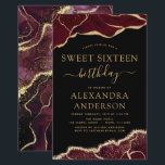 Budget Agate Sweet 16 Birthday Burgundy Gold<br><div class="desc">Budget Agate Geode Black,  Burgund und Gold Foil Birthday Party Einladungen - beinhaltet moderne und elegante Drehbücher für die besondere 16 . Geburtstag (16.) Geburtstagsfeier.</div>