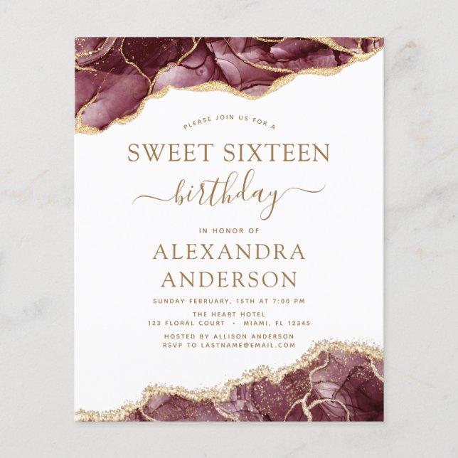 Budget Agate Sweet 16 Burgundy Gold (Vorderseite)