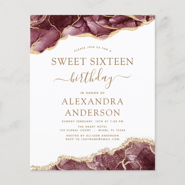 Budget Agate Sweet 16 Burgundy Gold Flyer (Vorne)