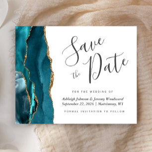 Budget Agate Türkis Blau Gold Hochzeit Save the Da