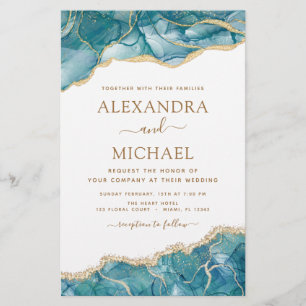 Budget Agate Turquoise Aquamarin Gold Hochzeit