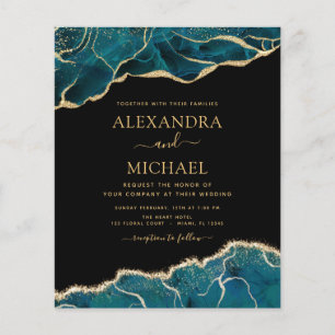 Budget Agate Turquoise Aquamarin Gold Hochzeit Flyer
