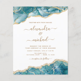 Budget Agate Turquoise Aquamarin Gold Hochzeit Flyer