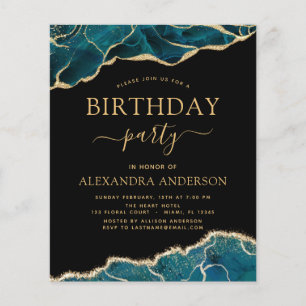 Budget Agate Turquoise Birthday Party Aquamarin Go Flyer