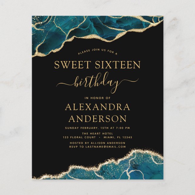 Budget Agate Turquoise Sweet 16 Aquamarin Gold Flyer (Vorne)