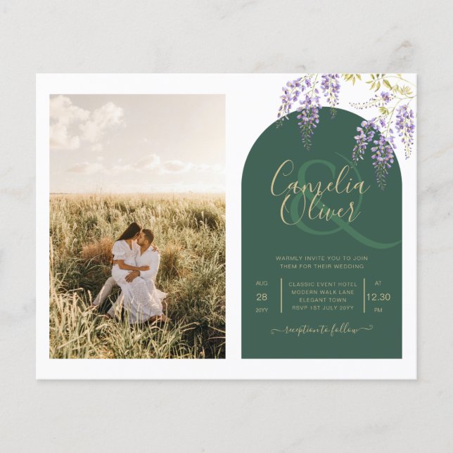 Budget All-in1 FOTO Wedding Wisteria QR Code INV Flyer (Vorne)