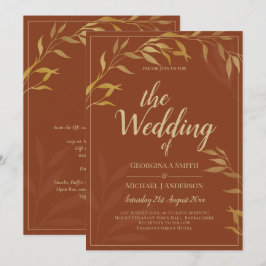 Budget All-in-1 Rustic Terracotta GOLD Wedding Einladung