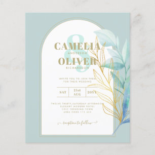BUDGET All-in-1 Sea Glass Gold Leaf Salbei Hochzei Flyer