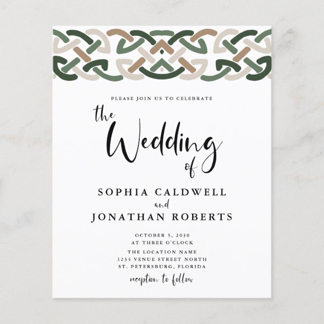 Budget All in One Celtic Knot Wedding Einladung (Vorderseite)