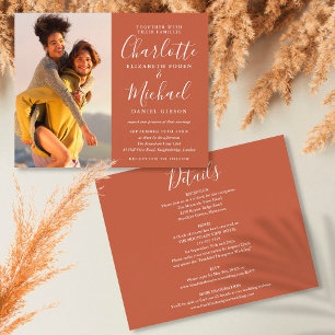 Budget All In One Photo Terracotta Wedding Invite