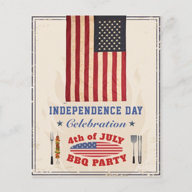 BUDGET American Flag 4. JULY GRILLEN Party Einladu Flyer (Vorne)