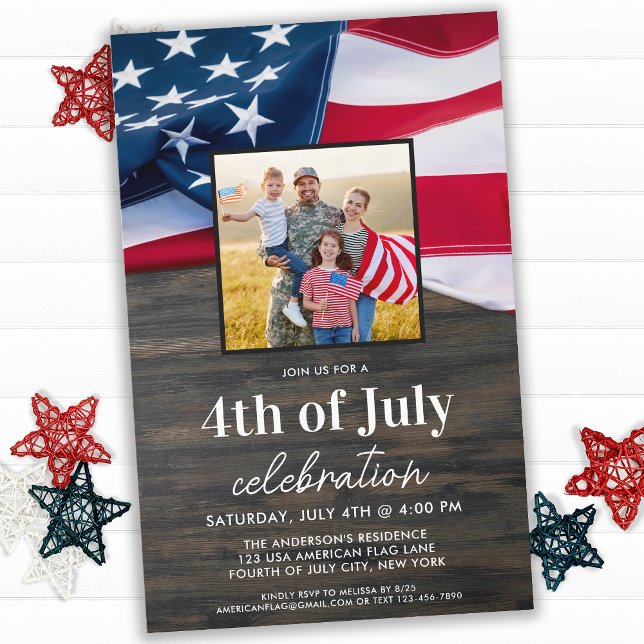 Budget American Flag Foto 4. Juli Party Invit (Von Creator hochgeladen)