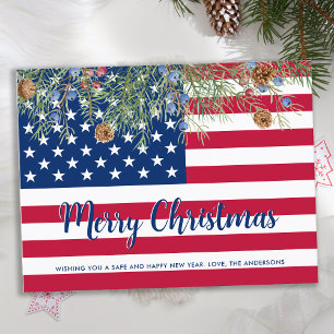 Budget American Flag Weihnachten Patriotische Feie Postkarte