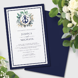 Budget Anchor Greenery Navy Einladung zur Hochzeit