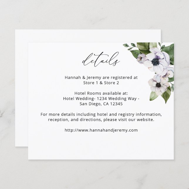 Budget Anemone Weiße Blumendetails (Vorne/Hinten)