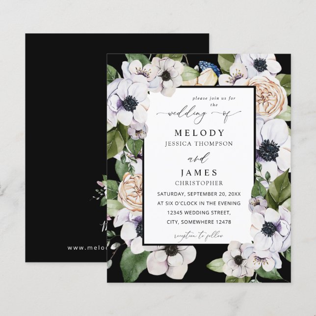 Budget Anemone White Floral Wedding - Black (Vorne/Hinten)