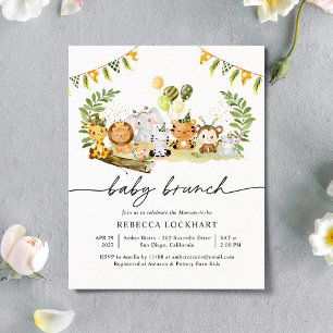 Budget Animal Safari Party Baby Brunch Einladung