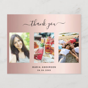 Budget anniversaire photo rose or carte de remerci