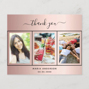 Budget anniversaire rose or photo carte de remerci