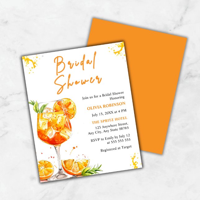 Budget Aperol Spritz Cocktail Brautparty Einladung (Budget Aperol Spritz Cocktail Orange Bridal Shower Invitation    )