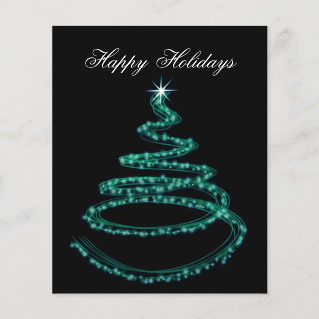 Budget Aqua Christmas Tree Business Holiday Card (Vorderseite)