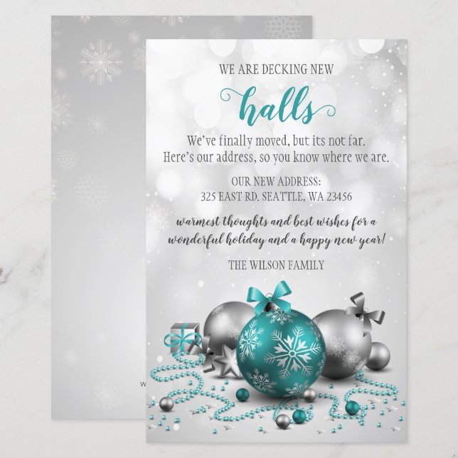 Budget Aqua Decke neue Hallen Moving Holiday Card (Vorne/Hinten)