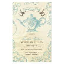 Budget Aqua Ivory Vintag Bridal Tea Einladung