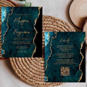 Budget Aquamarin Agate Script QR Code Wedite Einla