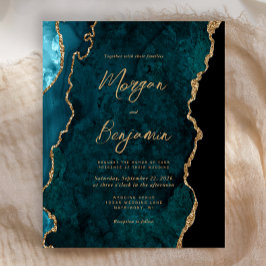 Budget Aquamarin Blue Agate Script Einladung