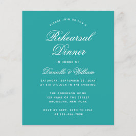 Budget Aquamarin Blue White Probe Dinner Einladung