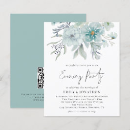 Budget Aquamarin Florals QR Code Wedding Abend Par