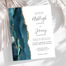 Budget Aquamarin Gold Agate Moderne Hochzeitseinla